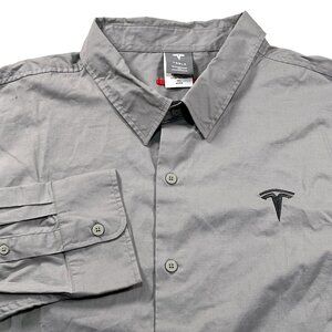 Tesla Employee Long Sleeve Button Shirt Gray Mens 3XL‎